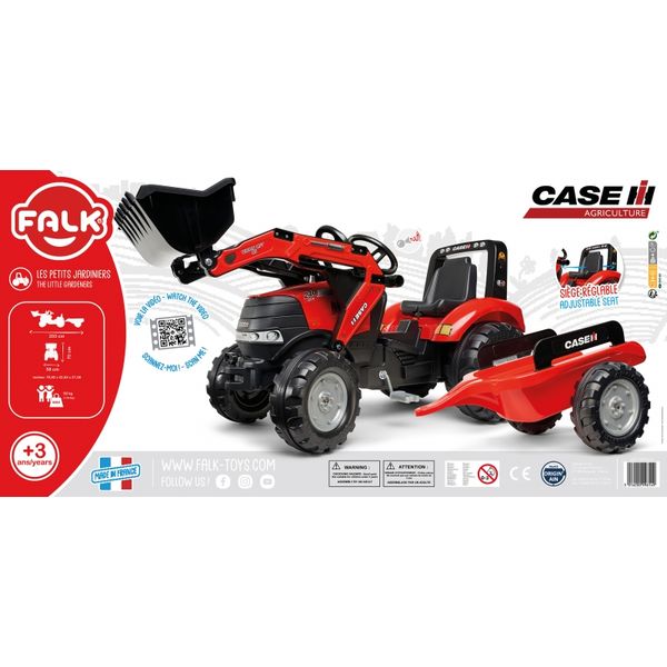 FALK Traktor Case na Pedały z Łyżką i Przyczepką Czerwony od 3 Lat zdjęcie 5