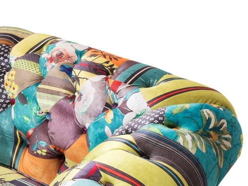 Fotel patchwork żółty CHESTERFIELD na Arena.pl