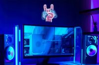 NEON LED OZDOBA ŚWIETLNA neony do pokoju RĘKA GAME PAD LAMPKA NOCNA USB 5V