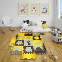 Mata Piankowa Edukacyjna Puzzle Dla Dzieci 114X114 Gruba Żółta