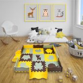 Mata Piankowa Edukacyjna Puzzle Dla Dzieci 114X114 Gruba Żółta