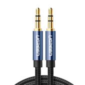 wytrzymały kabel przewód audio aux w oplocie minijack 3.5 mm 1m niebieski