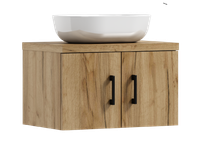 Szafka łazienkowa wisząca MARKUS 50 dąb craft złoty z umywalką Blanco (W1)