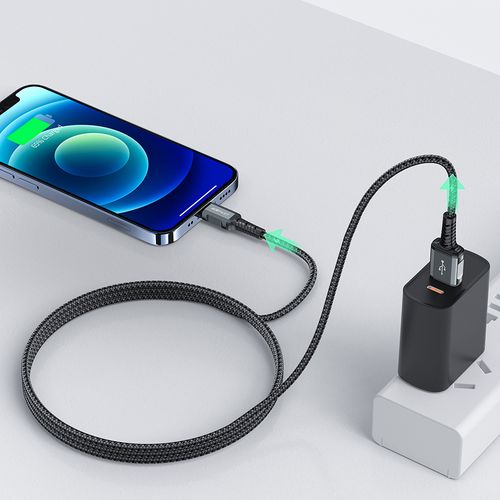 kabel przewód mfi do iphone usb - lightning 2.4a 1.2m czarny na Arena.pl