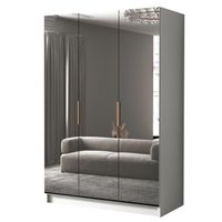 Szafa CALPE III 150 cm z lustrem-pojemna garderoba-BIAŁY+ZŁOTY