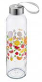 Butelka szklana na wodę soki Sophie 500 ml napis "juicy" owocowy nadruk