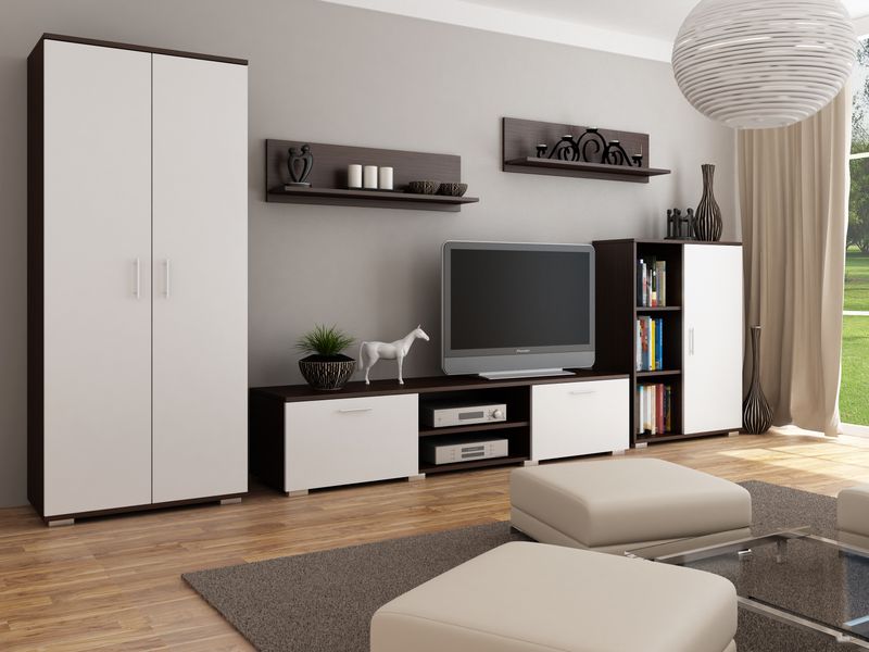 MEBLOŚCIANKA CALIFORNIA WENGE Z FRONTEM BIAŁYM zdjęcie 1