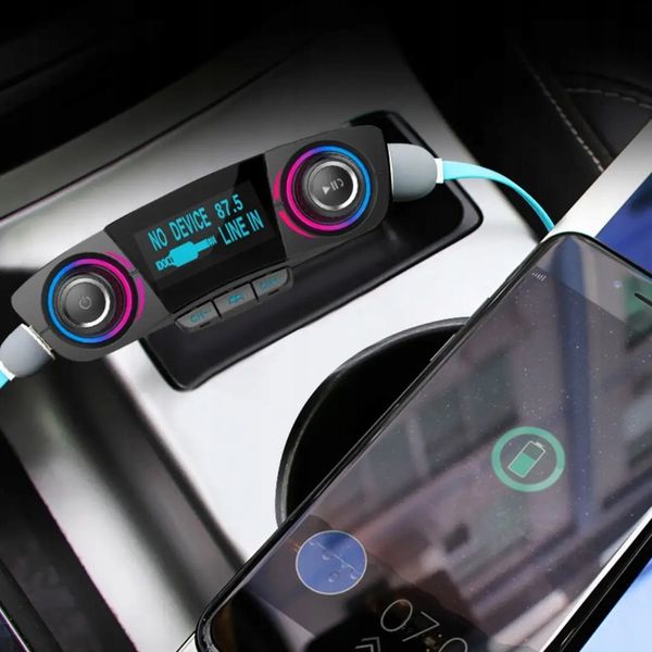 Transmiter FM Samochodowy Bluetooth 5.0 USB micro SD 8w1 AUX Ładowarka zdjęcie 4