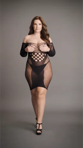 le desir plus size sukienka mini z długim rękawem i siateczką xxl-5xl na Arena.pl