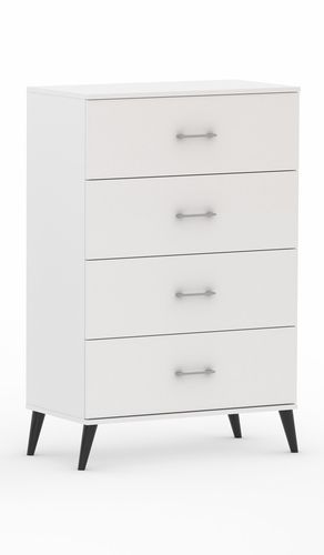 Komoda POLA 4N Biała - 4 szerokości. Pojemna komoda na nóżkach na Arena.pl