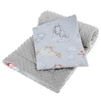 Bocioland minky kocyk + poduszka do wózka, łóżeczka dziecięcego 75x100 króliki