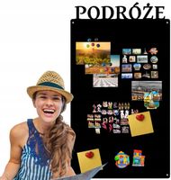 Tablica MAGNETYCZNA NA MAGNESY Z PODRÓŻY METALOWA Czarna LOFT 87x50cm