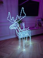 Renifer LED Świąteczny Świecący Na Zewnątrz Ruszający Głową XXL 125 Biały Z