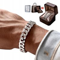 PEŁNA Bransoletka Srebrna Męska Pancerka SREBRO 925 Gruba 8mm DIAMENTOWANA