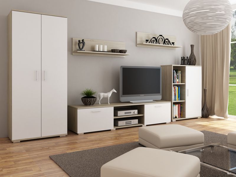 MEBLOŚCIANKA  CALIFORNIA   DĄB SONOMA BIAŁA zdjęcie 1