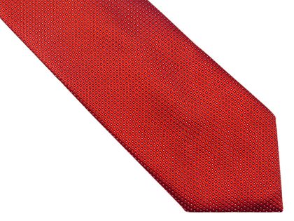 Czerwony krawat w kropki D160