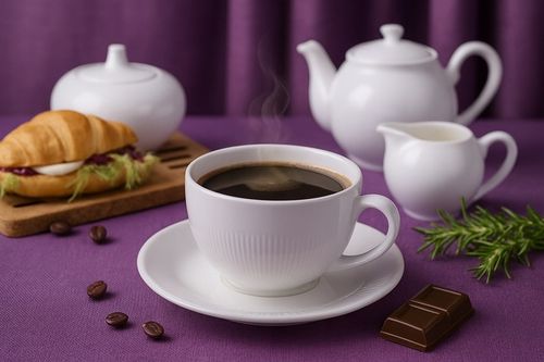 6x BIAŁE FILIŻANKI ZE SPODKAMI 350 ml, DO KAWY porcelanowe Tudor na Arena.pl