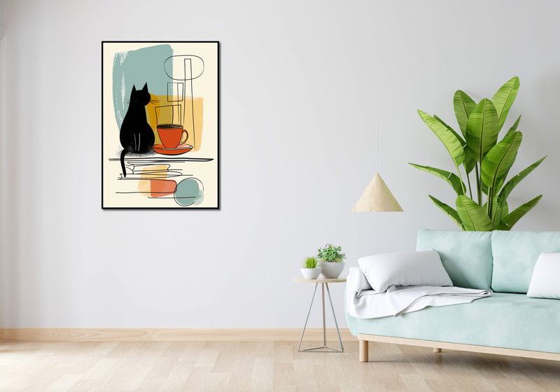 Plakat 70x100cm Kot i Kawa zdjęcie 4