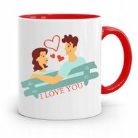 Kubek Czerwony Na Walentynki I Love You Prezent Z Nadrukiem Ze Zdjęciem