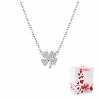 Naszyjnik Srebrny 925 Łańcuszek Zawieszka Czterolistna Koniczynka
