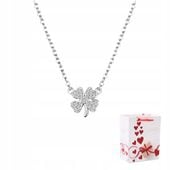 Naszyjnik Srebrny 925 Łańcuszek Zawieszka Czterolistna Koniczynka