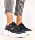Czarne sneakersy na platformie z brokatowym akcentem Jeromi 40