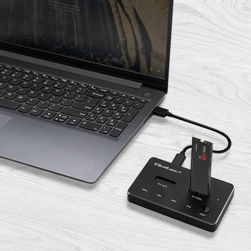 Qoltec Stacja dokująca dysków SSD M.2 NVMe SATA USB-C DUAL 2 x 2TB na Arena.pl