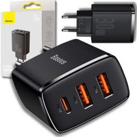 BASEUS SZYBKA ŁADOWARKA SIECIOWA 2x USB / USB-C MOCNY ZASILACZ 30W 3A PD QC