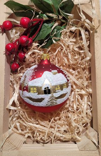 ZESTAW 4 BOMBEK SZKLANYCH 8CM RĘCZNIE DEKOROWANE CZERWONE na Arena.pl