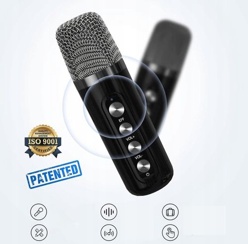 MASZYNA GŁOŚNIK KARAOKE Z 2 MIKROFONY BEZPRZEWODOWE BLUETOOTH KOLOROWA LED na Arena.pl