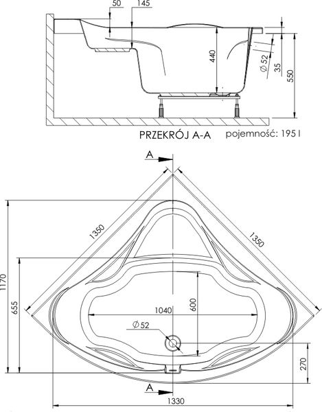 Wanna przyścienna narożna 135x135 akrylowa polska gwarancja jakości zdjęcie 2