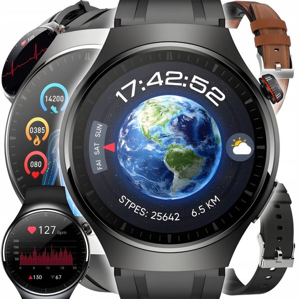 SMARTWATCH ZEGAREK MĘSKI EKG POMIAR CUKRU HRV ROZMOWY 3 PASKI SZKŁO MENU PL zdjęcie 8