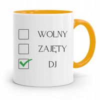 Dla Dja Muzyka Kubek Żółty Wolny Zajęty Dj Prezent Z Nadrukiem Ze Zdjęciem