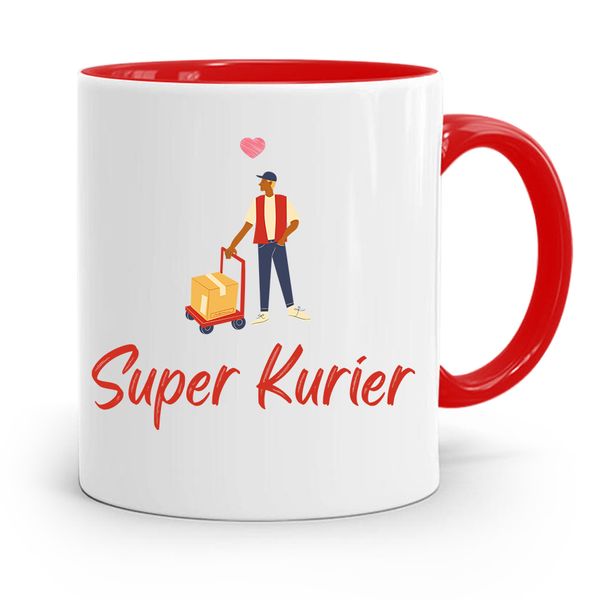 Kubek Czerwony Dla Kuriera Super Kurier Prezent Z Nadrukiem Ze Zdjęciem zdjęcie 1