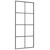 Drzwi przesuwne, czarne, 90x205 cm, szkło ESG i aluminium