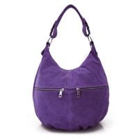 VERA PELLE torebka damska zamszowa worek z suwakami V318 c.fioletowa
