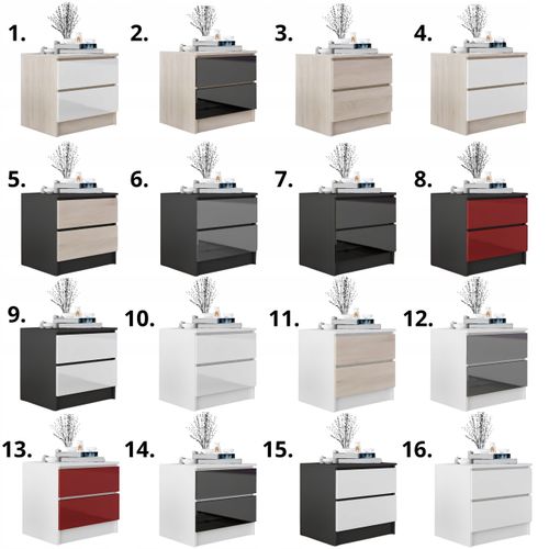 Stolik Nocny Szafka Nocna MDF 45 x 48x 40 CM Zoe Biała Czarny Połysk na Arena.pl