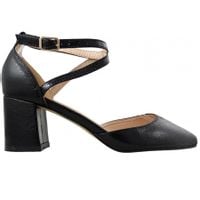 Czarne niskie czółenka damskie z paskiem w kostce 39