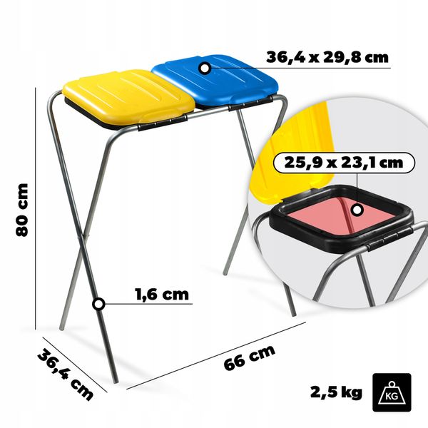 KADAX Stojak Na Worki Do Segregacji Śmieci 2x120L zdjęcie 3