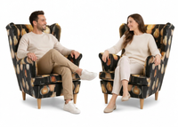 Fotele uszak skandynawskie czarne motyw żółty decor Design Family Meble