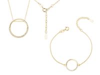 POZŁACANY KOMPLET CELEBRYTKA KÓŁKO RING CYRKONIE