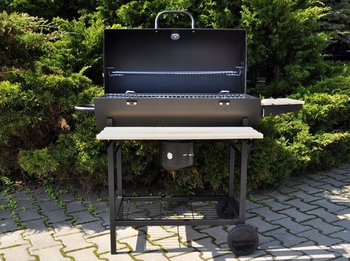 GRILL OGRODOWY DUŻY BBQ WĘGLOWY 3 RUSZTY Z POKRYWĄ TERMOMETR 71x36 cm RUSZT na Arena.pl