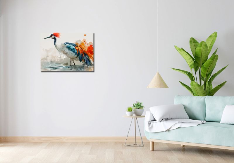 Obraz 70x50cm Żuraw w Akwareli zdjęcie 2