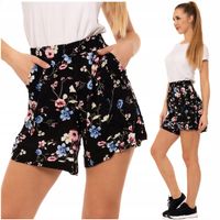 Damskie Szorty Gumka w Pasie Wiskoza Luźne Klasyczne Wzorek MORAJ XL