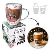 szklanka termiczna z kwiatami w środku, akcenty świąteczne, śnieg 300 ml