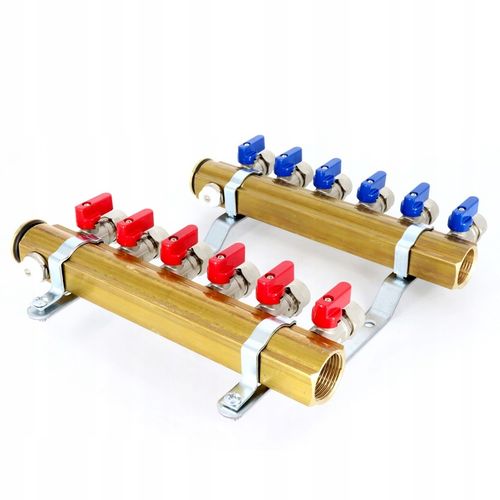 Rozdzielacz C.O. 6 obwodów zaworki PEX odpowietrzniki DO GRZEJNIKÓW na Arena.pl