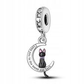 Zawieszka SREBRO 925 Charms Koralik Kot i Księżyc
