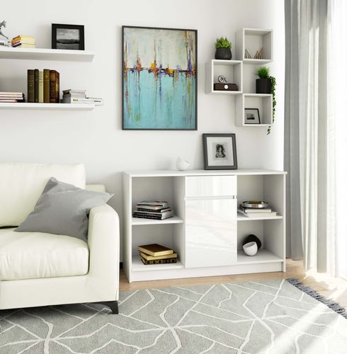 KOMODA B-17 120 cm 1 SZUFLADA 1 DRZWI PK BIAŁA / BIAŁY POŁYSK na Arena.pl