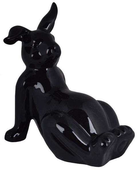 Królik leżący ceramiczny czarny duży zdjęcie 1