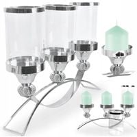 Świecznik glamour srebrny szklany komunia lampion latarenka na stół duży